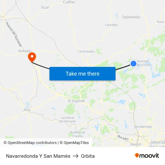 Navarredonda Y San Mamés to Orbita map