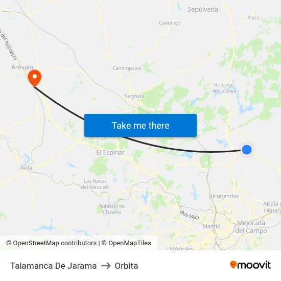 Talamanca De Jarama to Orbita map