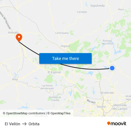 El Vellón to Orbita map
