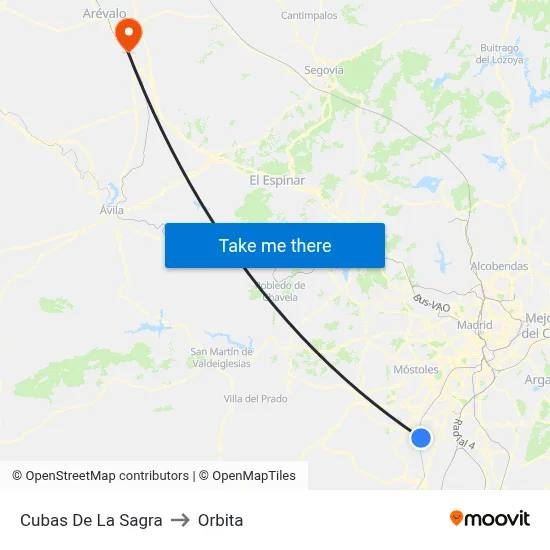 Cubas De La Sagra to Orbita map