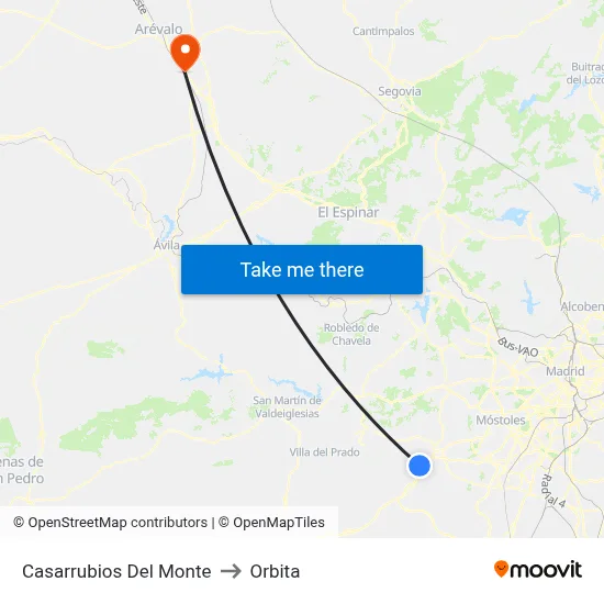 Casarrubios Del Monte to Orbita map