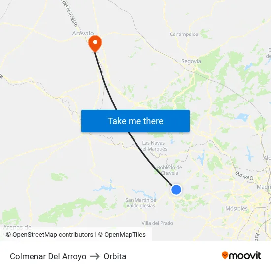 Colmenar Del Arroyo to Orbita map