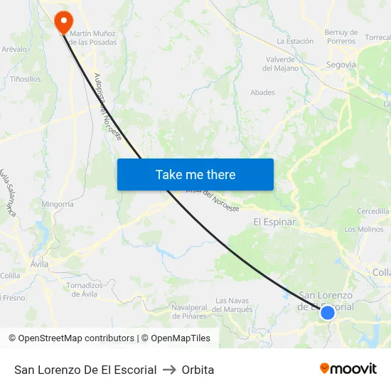 San Lorenzo De El Escorial to Orbita map
