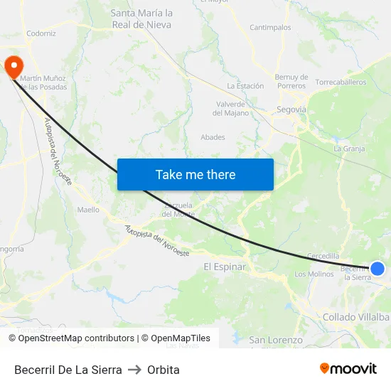 Becerril De La Sierra to Orbita map