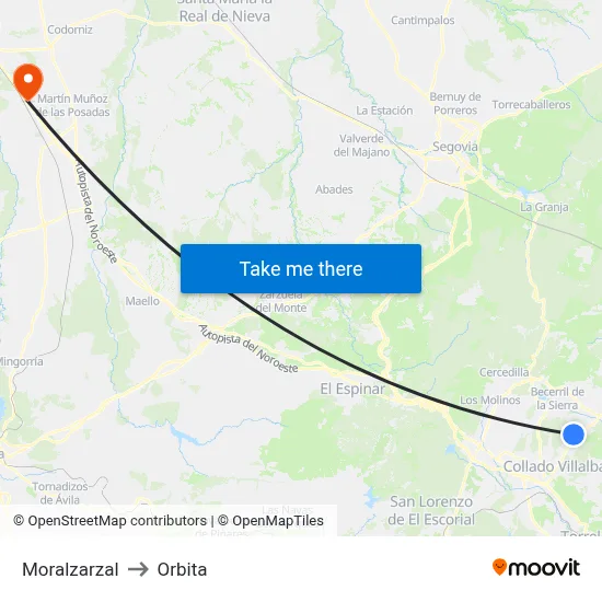 Moralzarzal to Orbita map