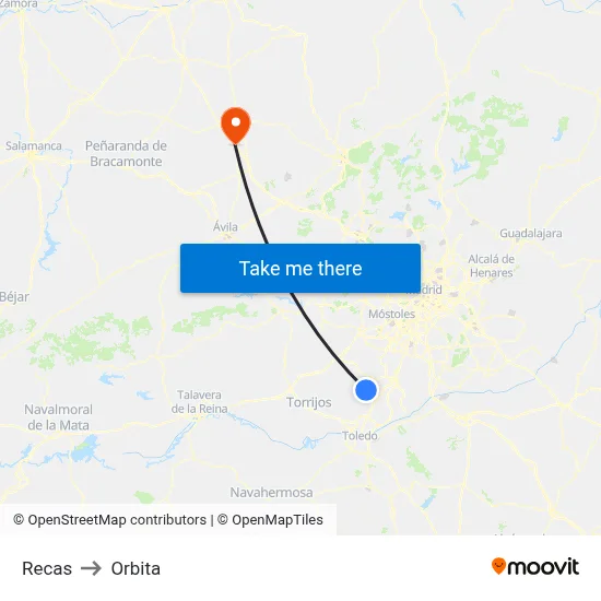 Recas to Orbita map