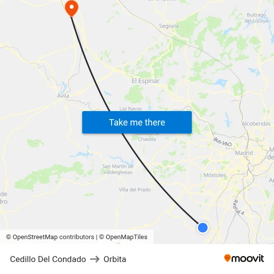 Cedillo Del Condado to Orbita map