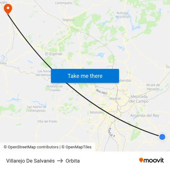 Villarejo De Salvanés to Orbita map