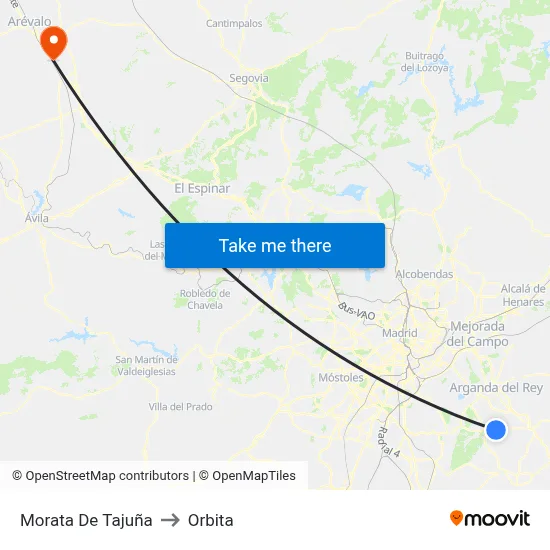 Morata De Tajuña to Orbita map
