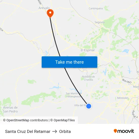Santa Cruz Del Retamar to Orbita map