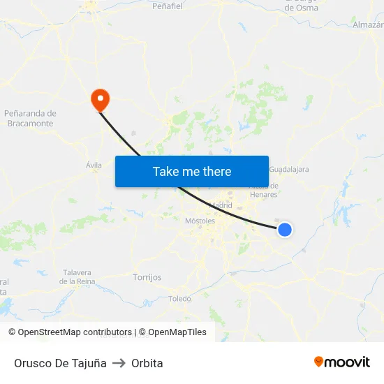 Orusco De Tajuña to Orbita map
