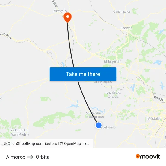 Almorox to Orbita map