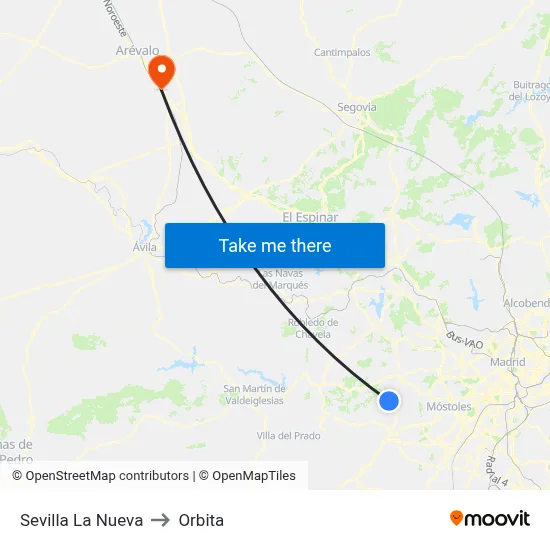 Sevilla La Nueva to Orbita map