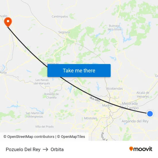 Pozuelo Del Rey to Orbita map