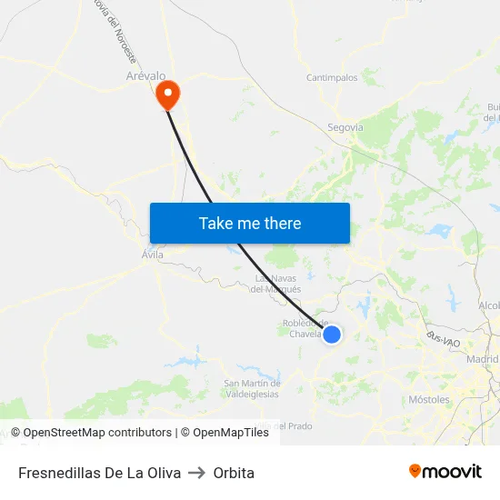 Fresnedillas De La Oliva to Orbita map