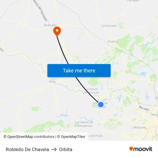 Robledo De Chavela to Orbita map