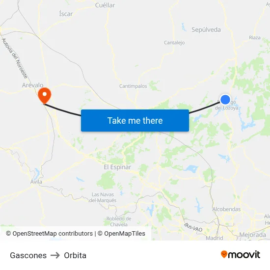Gascones to Orbita map