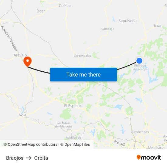 Braojos to Orbita map