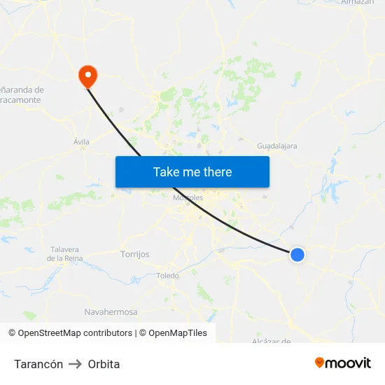 Tarancón to Orbita map