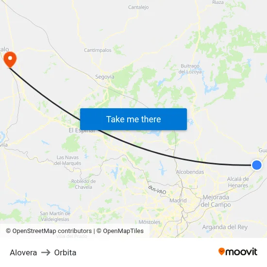 Alovera to Orbita map