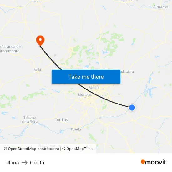 Illana to Orbita map