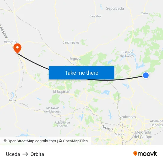 Uceda to Orbita map