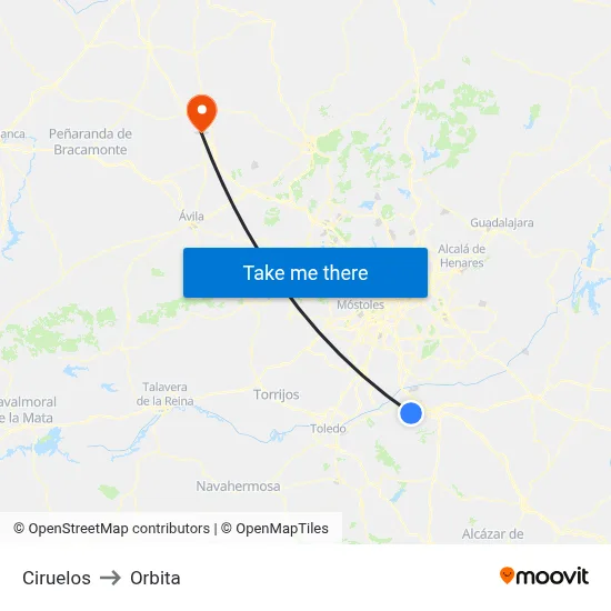 Ciruelos to Orbita map