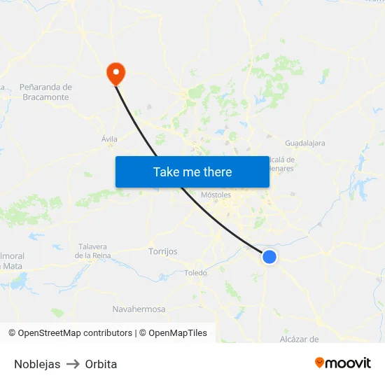 Noblejas to Orbita map