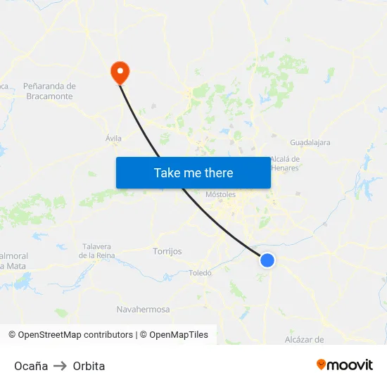 Ocaña to Orbita map