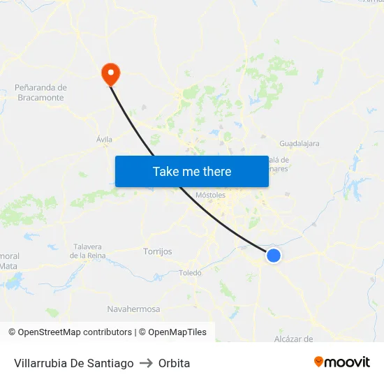 Villarrubia De Santiago to Orbita map