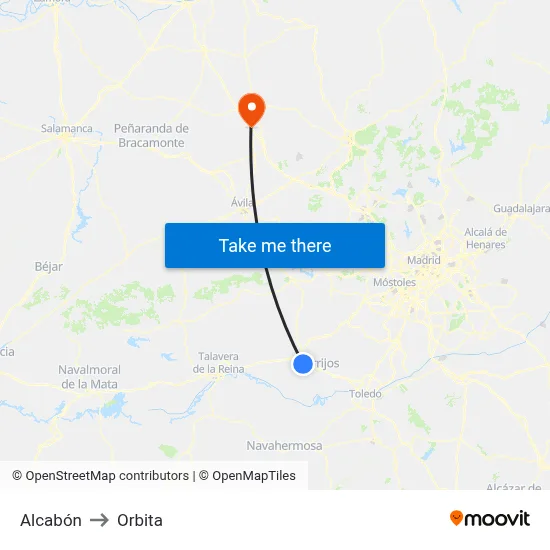 Alcabón to Orbita map