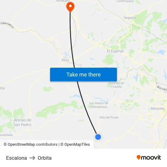 Escalona to Orbita map