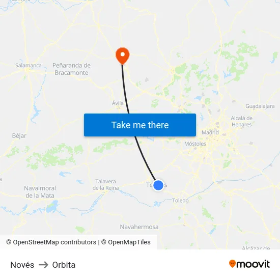 Novés to Orbita map