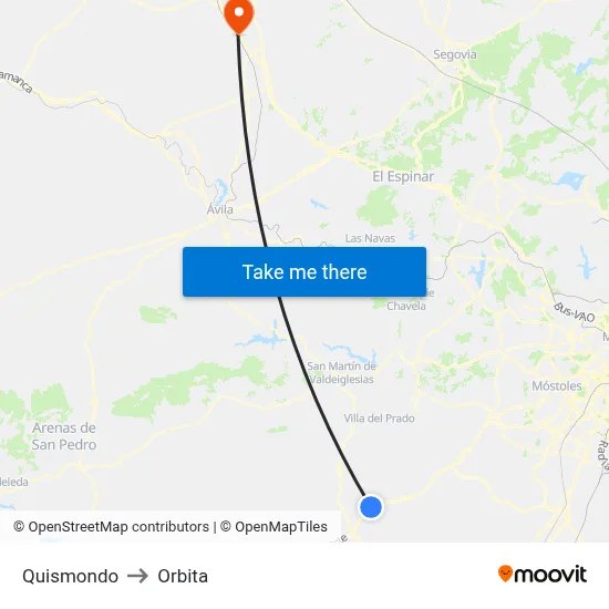 Quismondo to Orbita map