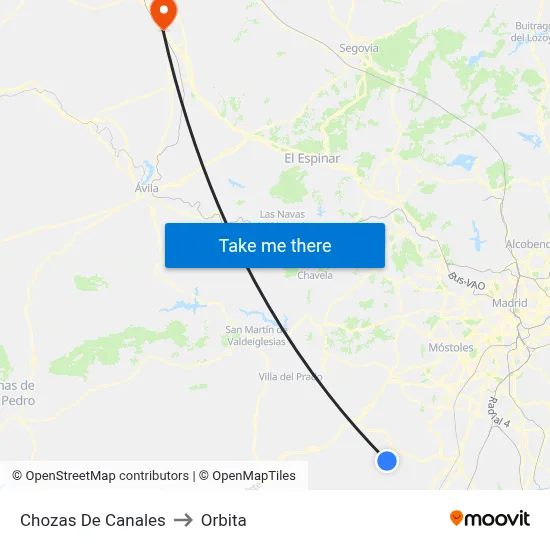 Chozas De Canales to Orbita map
