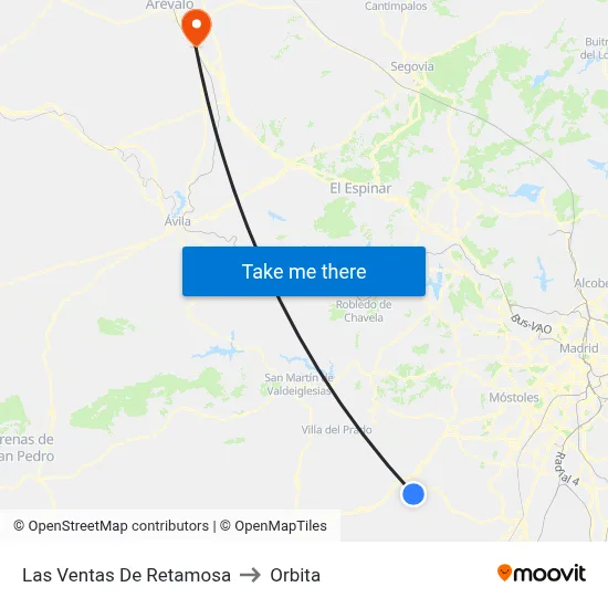 Las Ventas De Retamosa to Orbita map