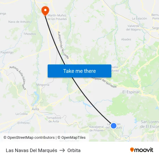 Las Navas Del Marqués to Orbita map