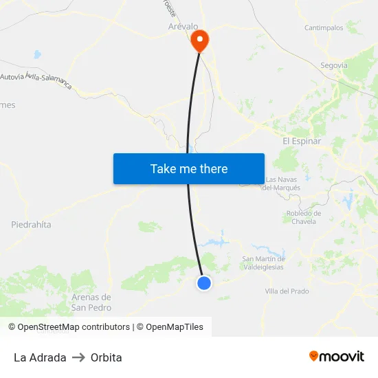 La Adrada to Orbita map