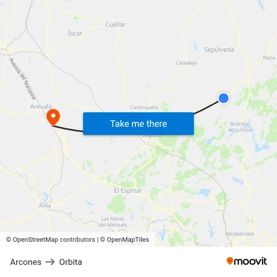 Arcones to Orbita map
