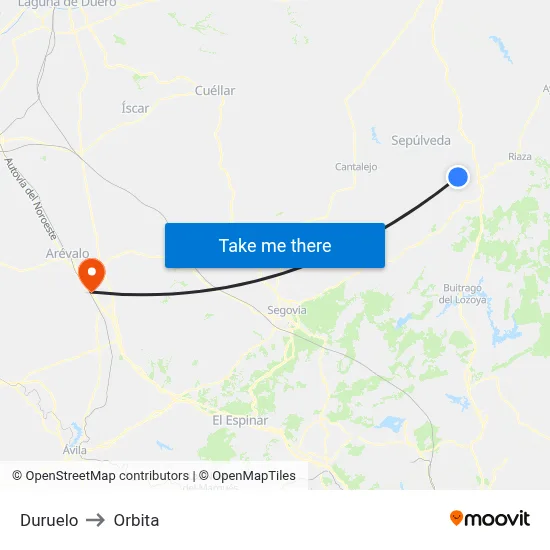 Duruelo to Orbita map
