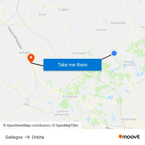 Gallegos to Orbita map