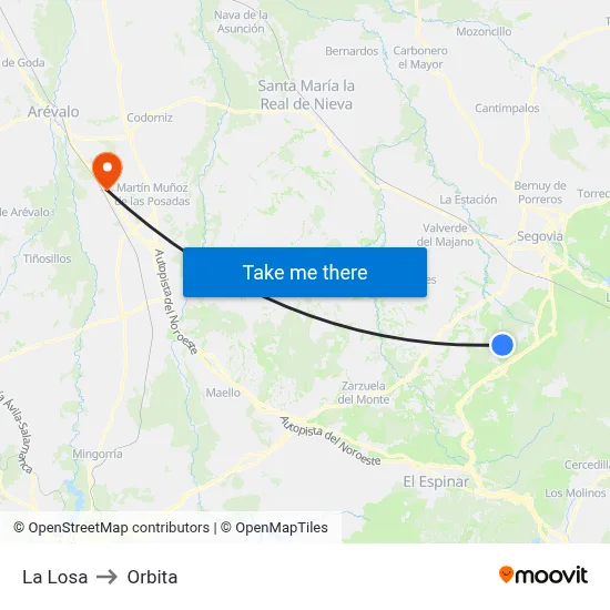 La Losa to Orbita map