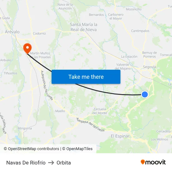 Navas De Riofrío to Orbita map