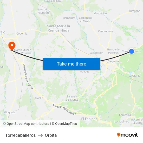 Torrecaballeros to Orbita map