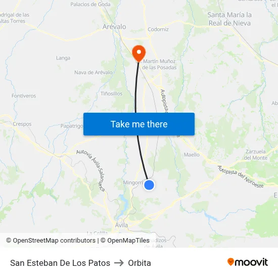 San Esteban De Los Patos to Orbita map
