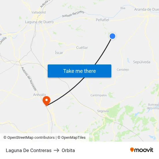 Laguna De Contreras to Orbita map