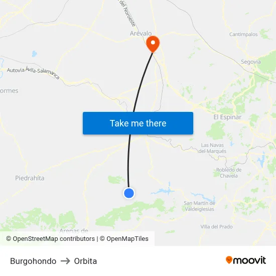 Burgohondo to Orbita map