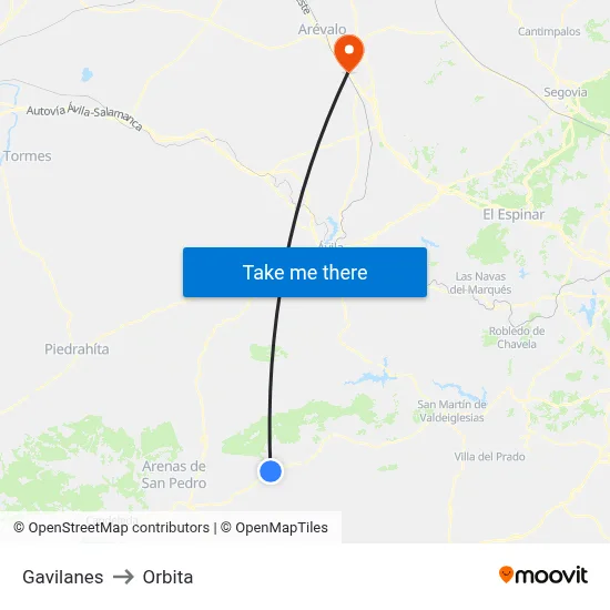 Gavilanes to Orbita map