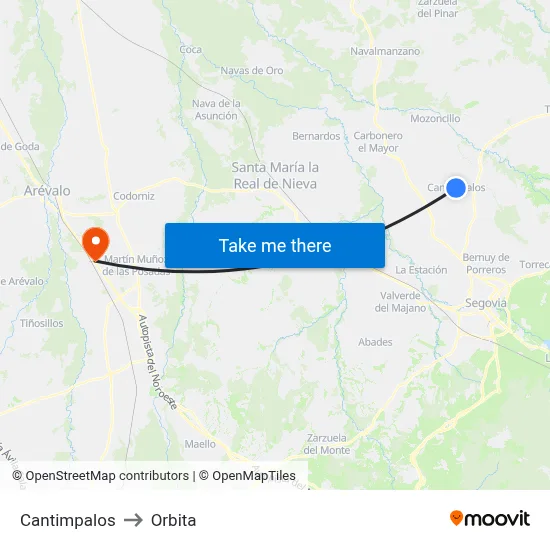 Cantimpalos to Orbita map