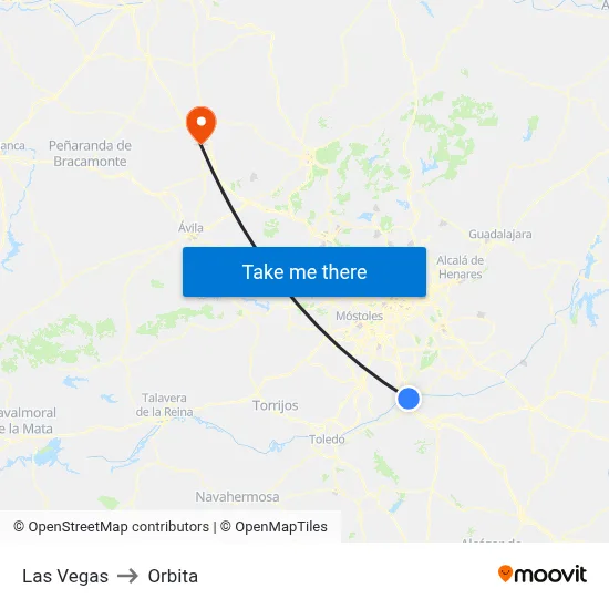 Las Vegas to Orbita map